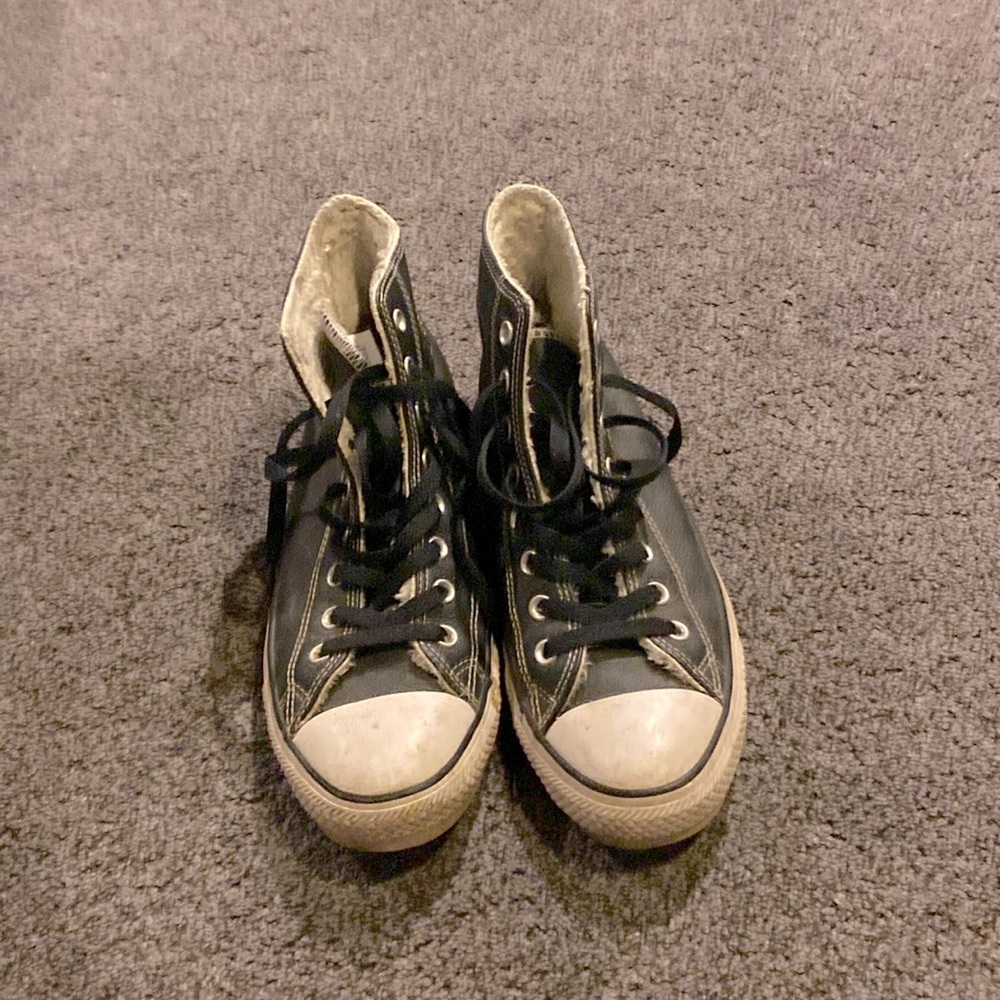 Black leather Converse sneakers